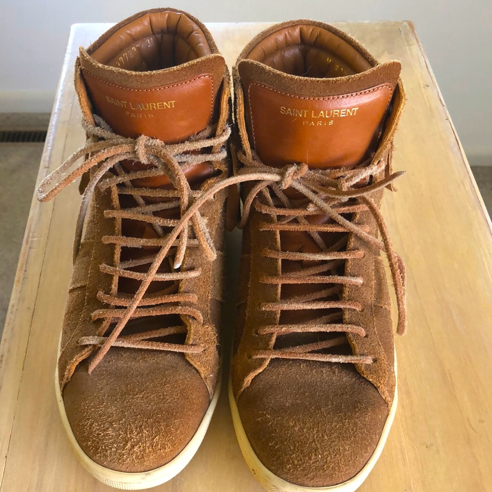 Saint Laurent Suede Fringe Sneakers, Gently Used